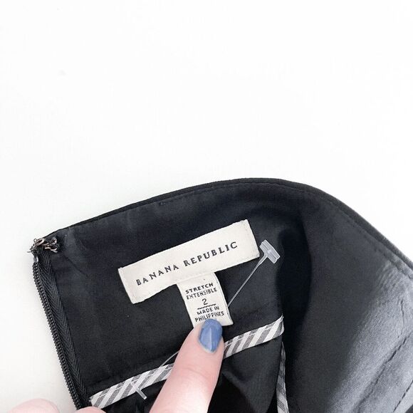 Banana Republic Women's Stretch Straight Pencil Skirt Wool Black Lined Size 2 - Picture 6 of 9